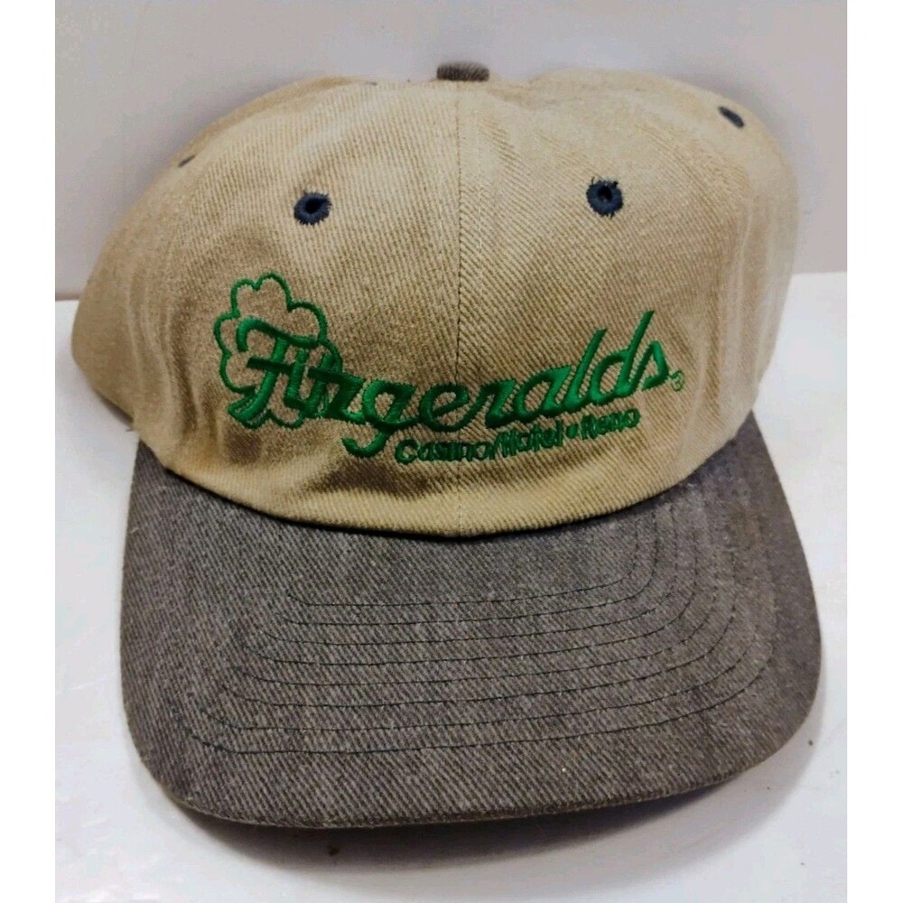 Vtg Fitzgeralds Casino Hotel Reno Hat Shamrock Two Tone Promo Strapback Cap NV